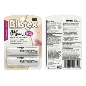 Blistex Deep Renewal Anti-Aging Lip Protectant Sunscreen SPF 15 Twin Pack Sealed
